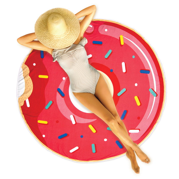 Jet Lag Toalla de Playa Redonda Diseño Donut para Piscina y Exteriores d.150 cm