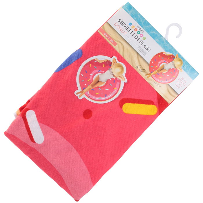 Jet Lag Toalla de Playa Redonda Diseño Donut para Piscina y Exteriores d.150 cm