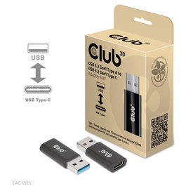 CLUB-3D CAC-1525 Adaptador USB 3.2 Gen1 Tipo A Macho a USB C Hembra Negro