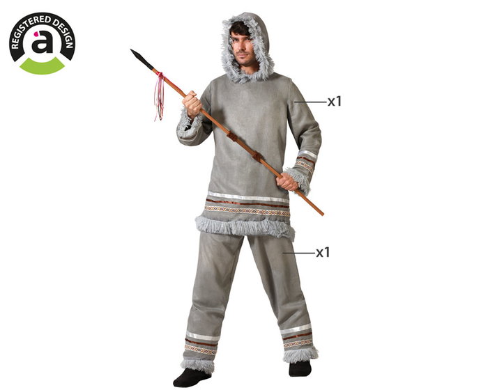 Disfraz Esquimal Gris Hombre Adulto XXL Disfraz Esquimal Gris Hombre Adulto XXL