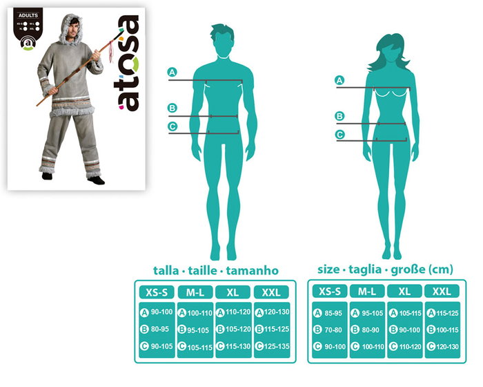 Disfraz Esquimal Gris Hombre Adulto XXL Disfraz Esquimal Gris Hombre Adulto XXL