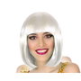 Peluca de Disfraz Corta Lisa Blanca con Flequillo