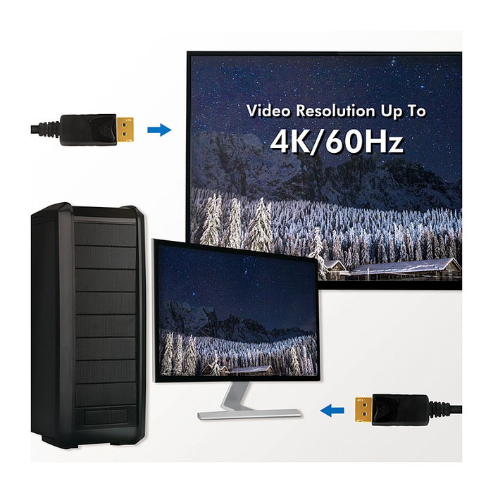 LogiLink Cable DisplayPort a DisplayPort 5 m CD0103, Macho a Macho, 4K 60Hz 3840x2160, Negro, 21.6 Gbit/s, Versión 1.2