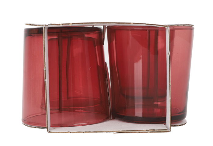 LAV Set de 4 Vasos Pinta, 340 ml, Color Rojo, 8.5 cm de Diámetro x 9 cm de Altura, Vidrio (6 Cajas)