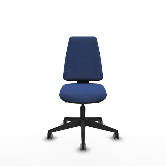 Silla de oficina Elche con mecanismo Asincro tapizada con Tela color Azul marino. Equipada con Base piramidal negra, Sin brazos y Ruedas 65 mm parqué Silla de oficina Elche con mecanismo Asincro tapizada con Tela color Azul marino. Equipada con Base piramidal negra, Sin brazos y Ruedas 65 mm parqué