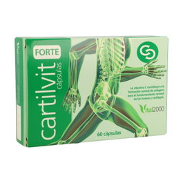 Vital 2000 Cartilvit Forte 60 Cápsulas - Glucosamina, Condroitina, Ácido Hialurónico, Vitaminas para Huesos y Cartílagos