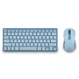 NGS Fantasy Kit Teclado y Ratón Inalámbricos Recargable QWERTY Español Azul - Silencioso, Multifunción, 12 Teclas Multimedia, Bluetooth y RF 2.4GHz, 1600 DPI