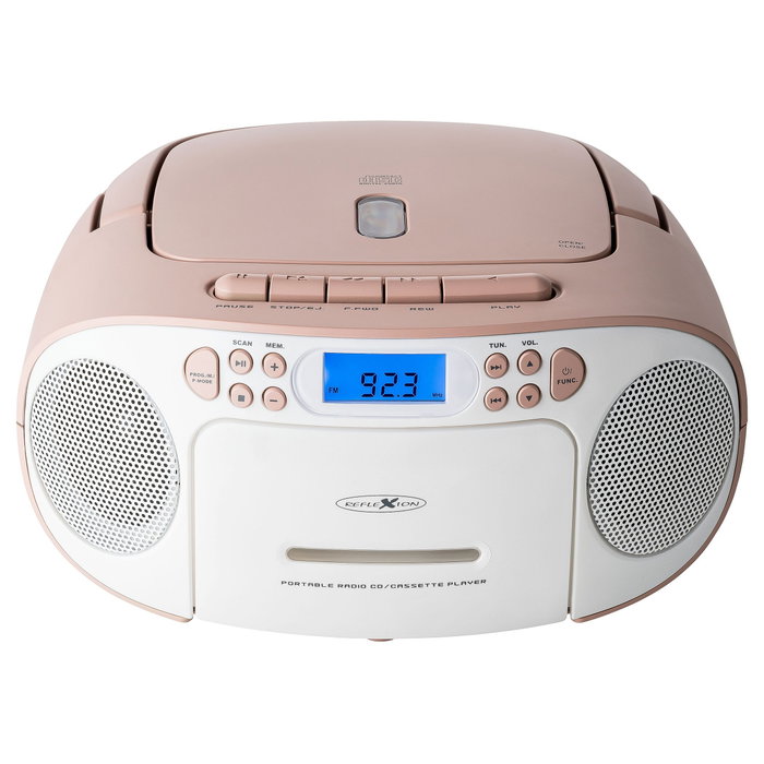 Reflexion RCR2260 Boombox Radio-CD-Kassette Blanco/Rosa