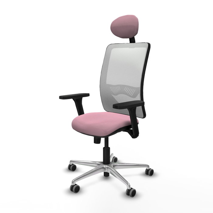 PIQUERAS Y CRESPO Silla de oficina Zulema Rosa y Blanca con Mecanismo Sincro
