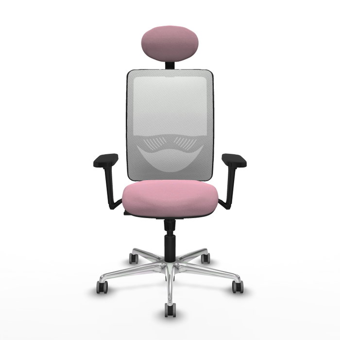 PIQUERAS Y CRESPO Silla de oficina Zulema Rosa y Blanca con Mecanismo Sincro
