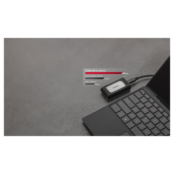 Kingston XS2000 SSD Portátil 1TB USB 3.2 Gen 2 (2000MB/s) Negro Plata