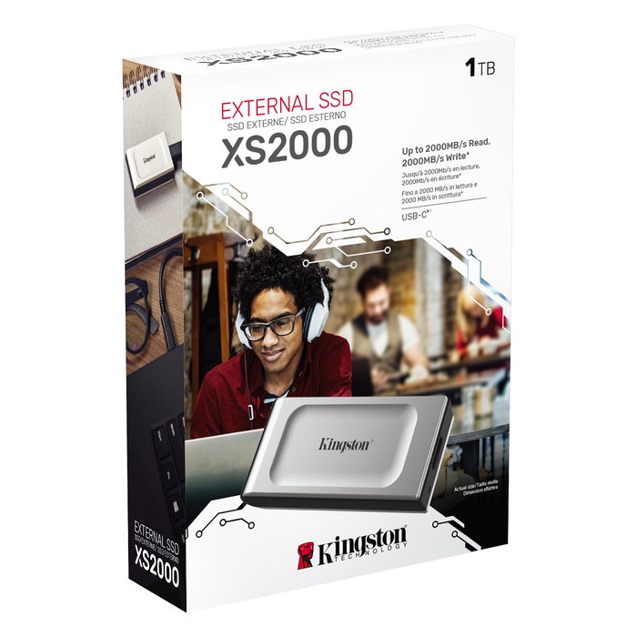 Kingston XS2000 SSD Portátil 1TB USB 3.2 Gen 2 (2000MB/s) Negro Plata