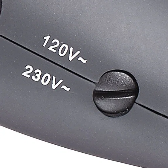 Tristar HD-2359 Secador de Pelo de Viaje Portátil, 1200W, Mango Plegable, Doble Voltaje (120-230V), Negro/Violeta, Incluye Boquilla