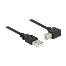 DeLOCK Cable USB 2.0 A a B con Angulo de 90°, 2 Metros, Macho a Macho, Negro, 480 Mbit/s