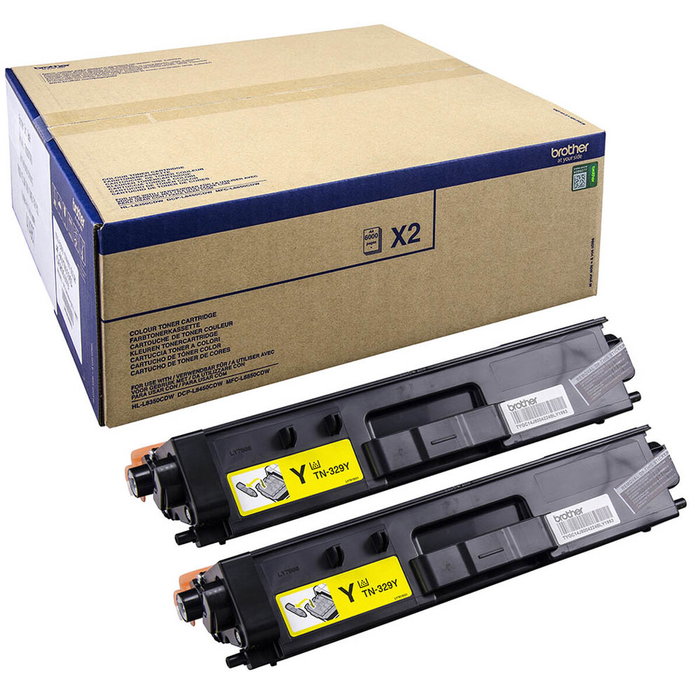 Brother TN-329YTWIN Pack de 2 Tóner Amarillo de Alta Capacidad