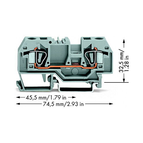 WAGO 282-901 Bornera de paso de 2 conductores, 6 mm, gris WAGO 282-901 Bornera de paso de 2 conductores, 6 mm, gris