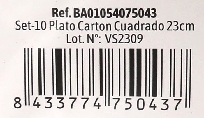 Algon Set 10 Platos Cartón Cuadrados Lámina Soja 23.5 cm (36 Unidades)