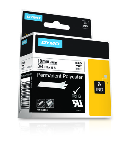 DYMO Rhino Cinta ID1-19 Negro sobre blanco Poliéster DYMO Rhino Cinta ID1-19 Negro sobre blanco Poliéster