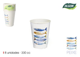 Algon Set de 18 Vasos de Cartón Peixe 330cc