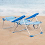Aktive Silla de playa plegable y reclinable 5 posiciones rayas azul c/cojín y asa hombro