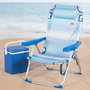 Aktive Silla de playa plegable y reclinable 5 posiciones rayas azul c/cojín y asa hombro