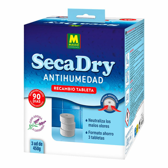 Massó Secadry Recambio antihumedad tableta, 3 x 450 g, Lavanda Massó Secadry Recambio antihumedad tableta, 3 x 450 g, Lavanda