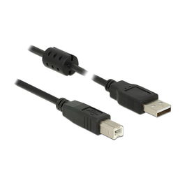 DeLOCK Cable USB 2.0 A Macho a B Macho, 3 Metros, Negro, Blindado, Transferencia 480 Mbit/s, Para Impresoras y Periféricos