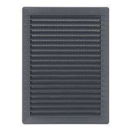 Edm Rejilla de Ventilación Rectangular Empotrable con Mosquitera ABS Gris 135x205mm