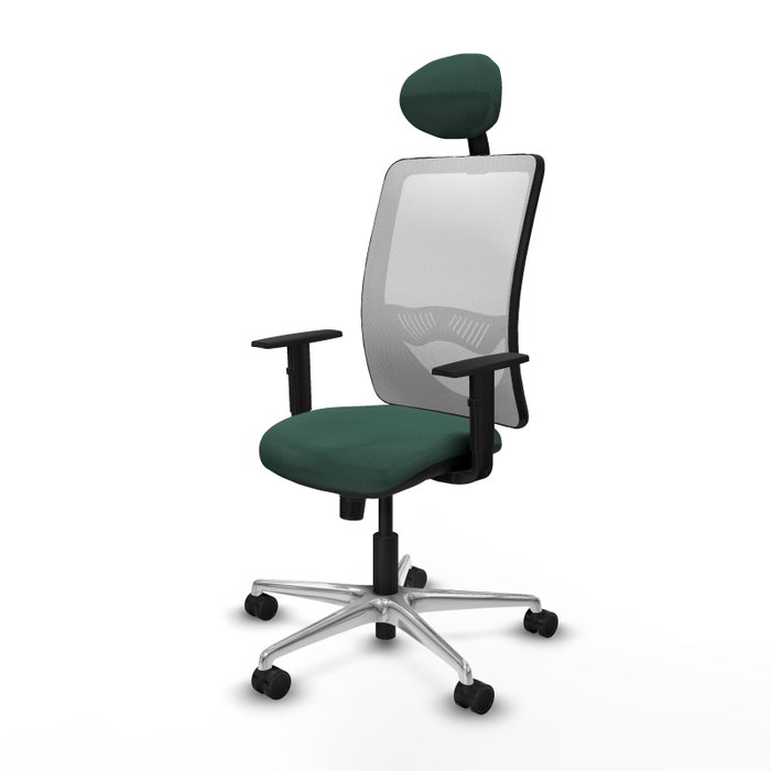 PIQUERAS Y CRESPO Silla de oficina Zulema con mecanismo Sincro, Verde botella y Blanco