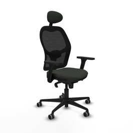 PIQUERAS Y CRESPO Silla de oficina Jorquera con mecanismo Sincro y brazos 3D, Negro