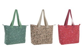 DKD Home Decor Surtido de 3 Bolsos de Algodón Colección KENYA Marrón, Rosa y Verde