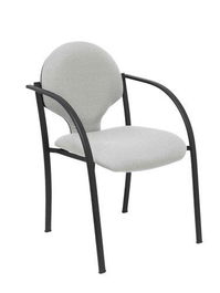 Silla Piqueras Y Crespo Hellin Confidente Ergonomica Con Brazos Fijos Apilable Estructura Negra Asiento Y Respaldo Tapizados Bali Gris Claro Pack De 2 (Set de 2)