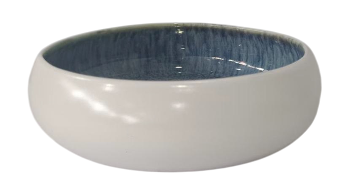 DKD Home Decor Bol de Gres Esmaltado Azul Marino, Pack de 6