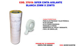SIFER Cinta Aislante Blanca 25 mm x 25 m