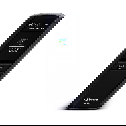 CyberPower CP1600EIPFCLCD SAI UPS Interactiva, 1600VA / 1000W, Onda Sinusoidal Pura, 6 Tomas + 2 USB, Regulacion AVR, Torre Negra