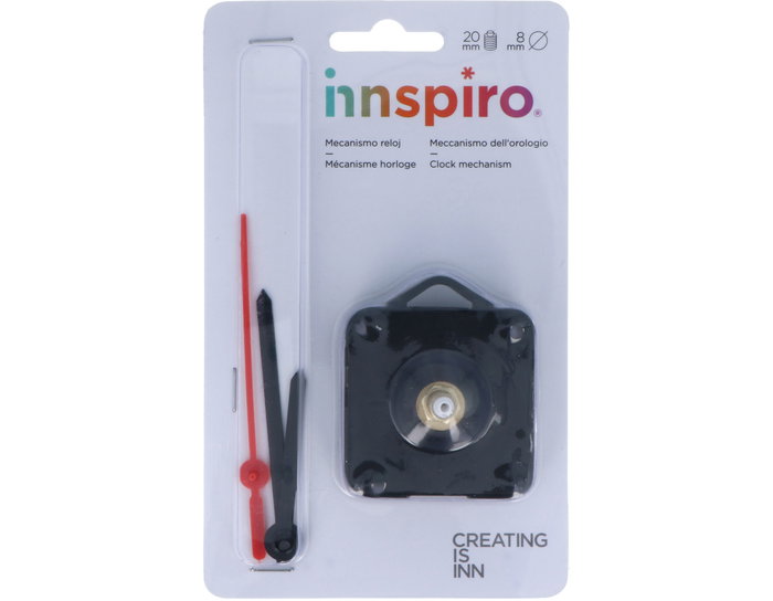 Innspiro Kit mecanismo reloj manecillas plástico Eje 20mm