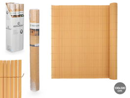 Ibergarden Rollo Cañizo Valla Bambú PVC Beige 10 x 100 x 10 cm (Set de 6)