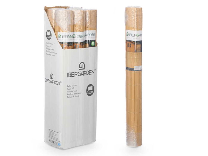 Ibergarden Rollo Cañizo Valla Bambú PVC Beige 10 x 100 x 10 cm (Set de 6)