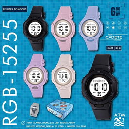 G&B TIME GBody Reloj LCD Cadete Redondo Luz LED Blanco WR30 con Estuche