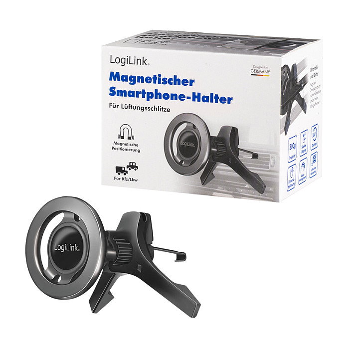 LogiLink Soporte Magnético para Rejilla de Ventilación de Coche, Negro