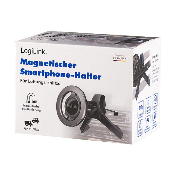 LogiLink Soporte Magnético para Rejilla de Ventilación de Coche, Negro