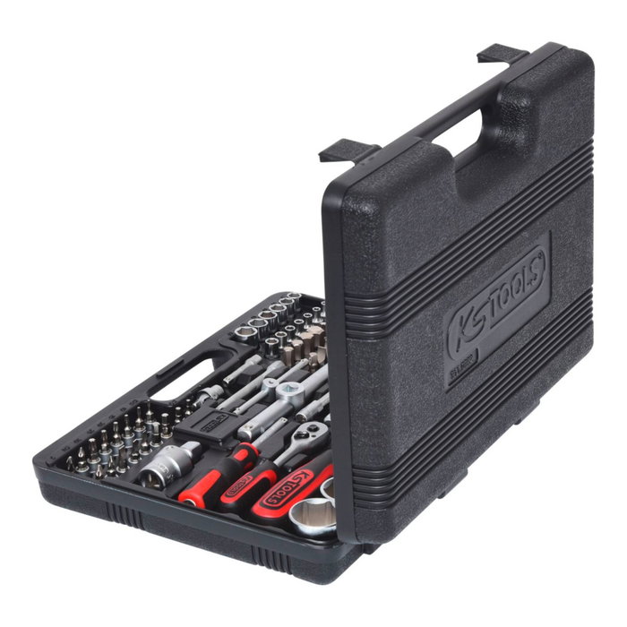 KS Tools Juego de llaves de vaso 1/4 + 1/2, 82 piezas
