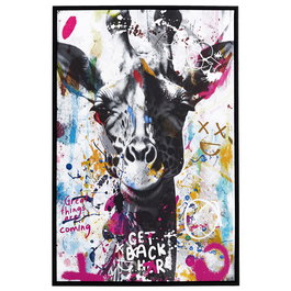 Home Deco Factory Cuadro Jirafa Grafitti Contemporain 60x90 cm con Marco Negro