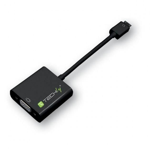 Techly Adaptador HDMI a VGA con Entrada de Audio y Alimentación Micro USB para Monitor o Proyector