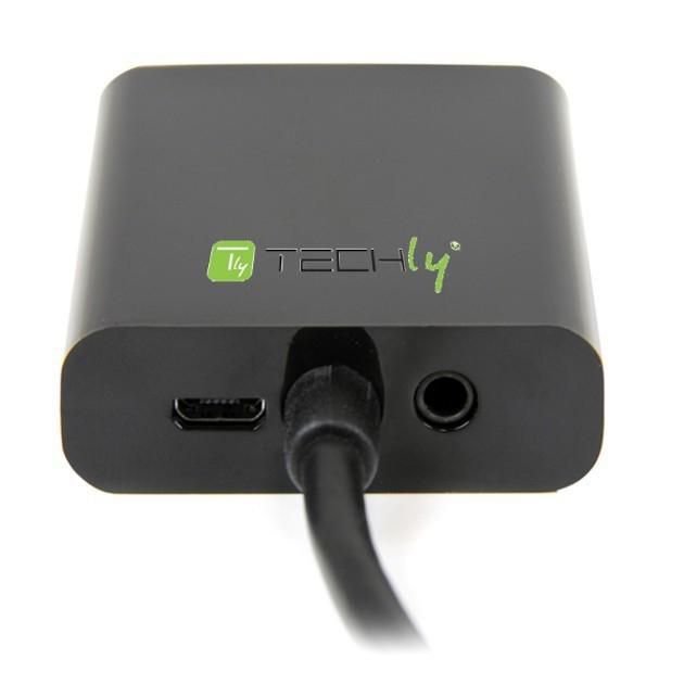 Techly Adaptador HDMI a VGA con Entrada de Audio y Alimentación Micro USB para Monitor o Proyector