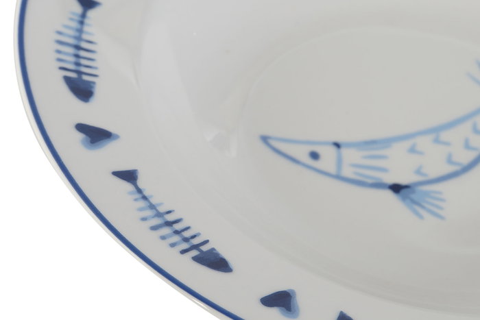 DKD Home Decor Plato de Porcelana Finisterre Azul y Blanco 21,5x21,5x3,5 cm DKD Home Decor Plato de Porcelana Finisterre Azul y Blanco 21,5x21,5x3,5 cm