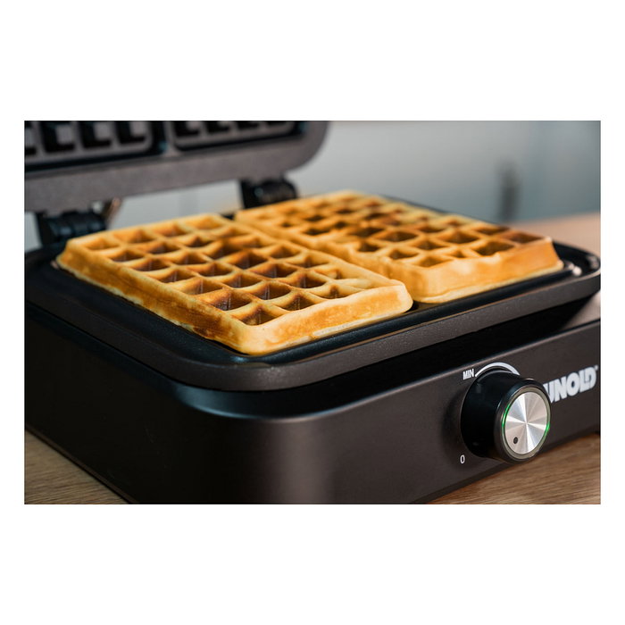 UNOLD 48275 Wafflera para Waffles de Bruselas Belgas - Doble / 2 Waffles Simultáneos