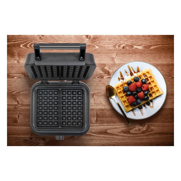 UNOLD 48275 Wafflera para Waffles de Bruselas Belgas - Doble / 2 Waffles Simultáneos