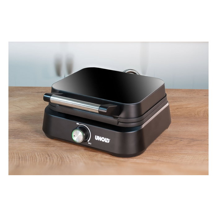 UNOLD 48275 Wafflera para Waffles de Bruselas Belgas - Doble / 2 Waffles Simultáneos