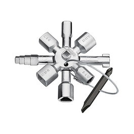 Knipex 00 11 01 TwinKey Llave Universal de 10 Bocas, Acero Inoxidable, para Círculo, Semicircular, Cuadrado y Triángulo 3-12 mm